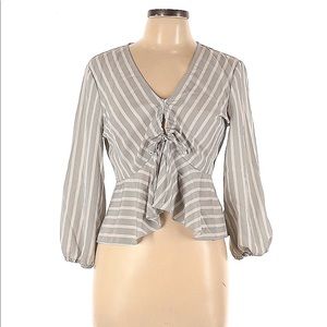 Topshop grey and white striped blouse